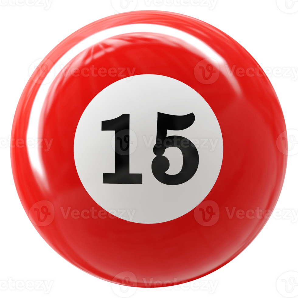 15 number 3d ball red png