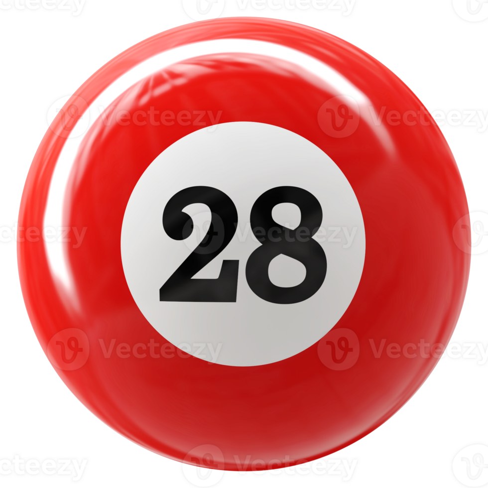 28 number 3d ball red png