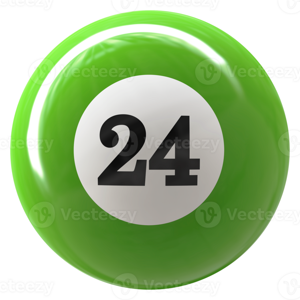 24 number 3d ball green png