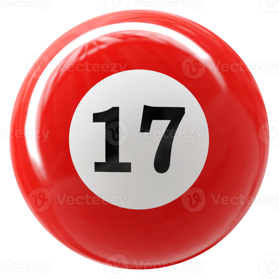17 number 3d ball red png