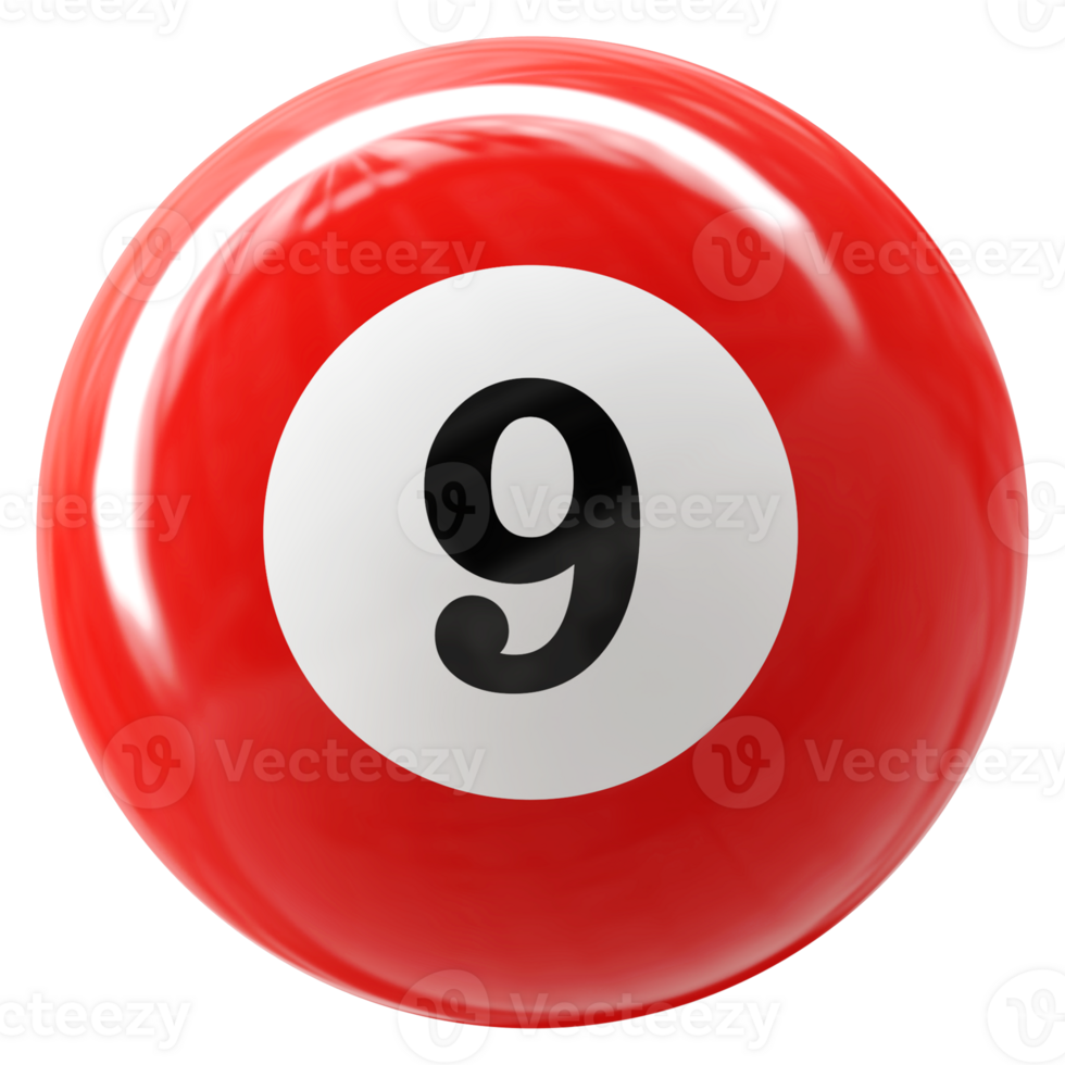 9 number 3d ball red png