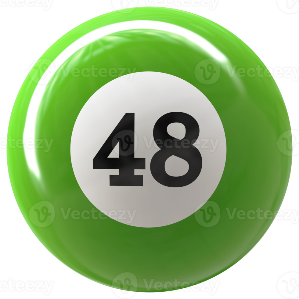 48 number 3d ball green png