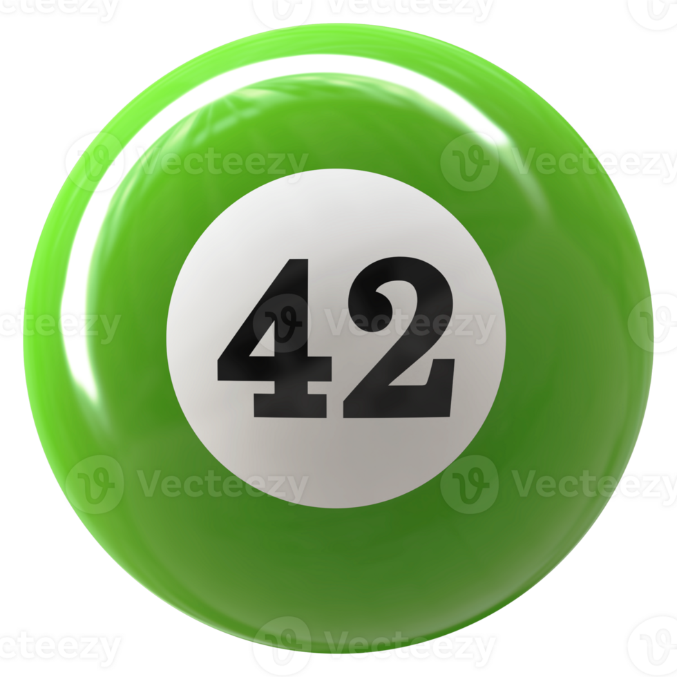 42 number 3d ball green png