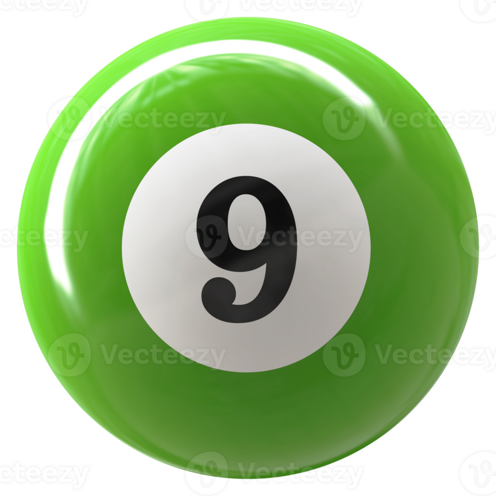 9 number 3d ball green png