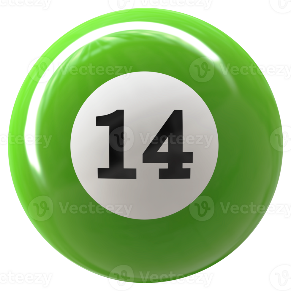14 number 3d ball green png