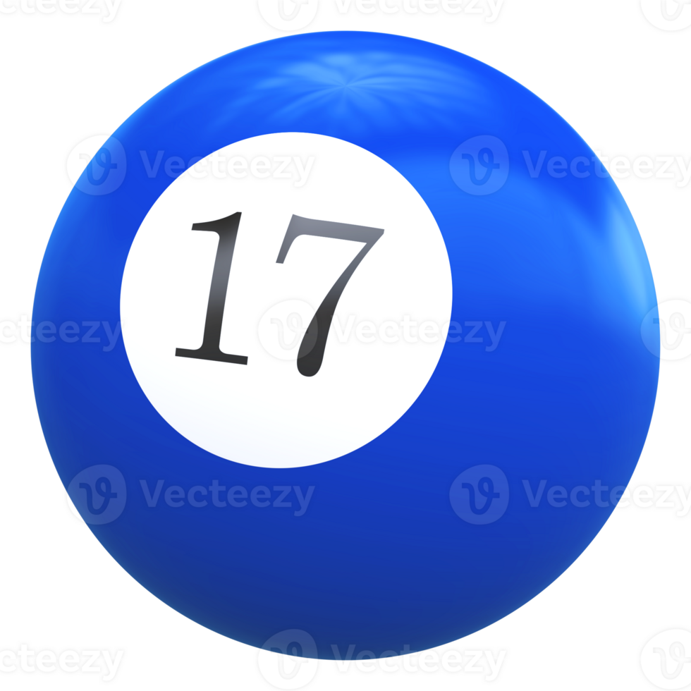 17 number 3d ball blue png