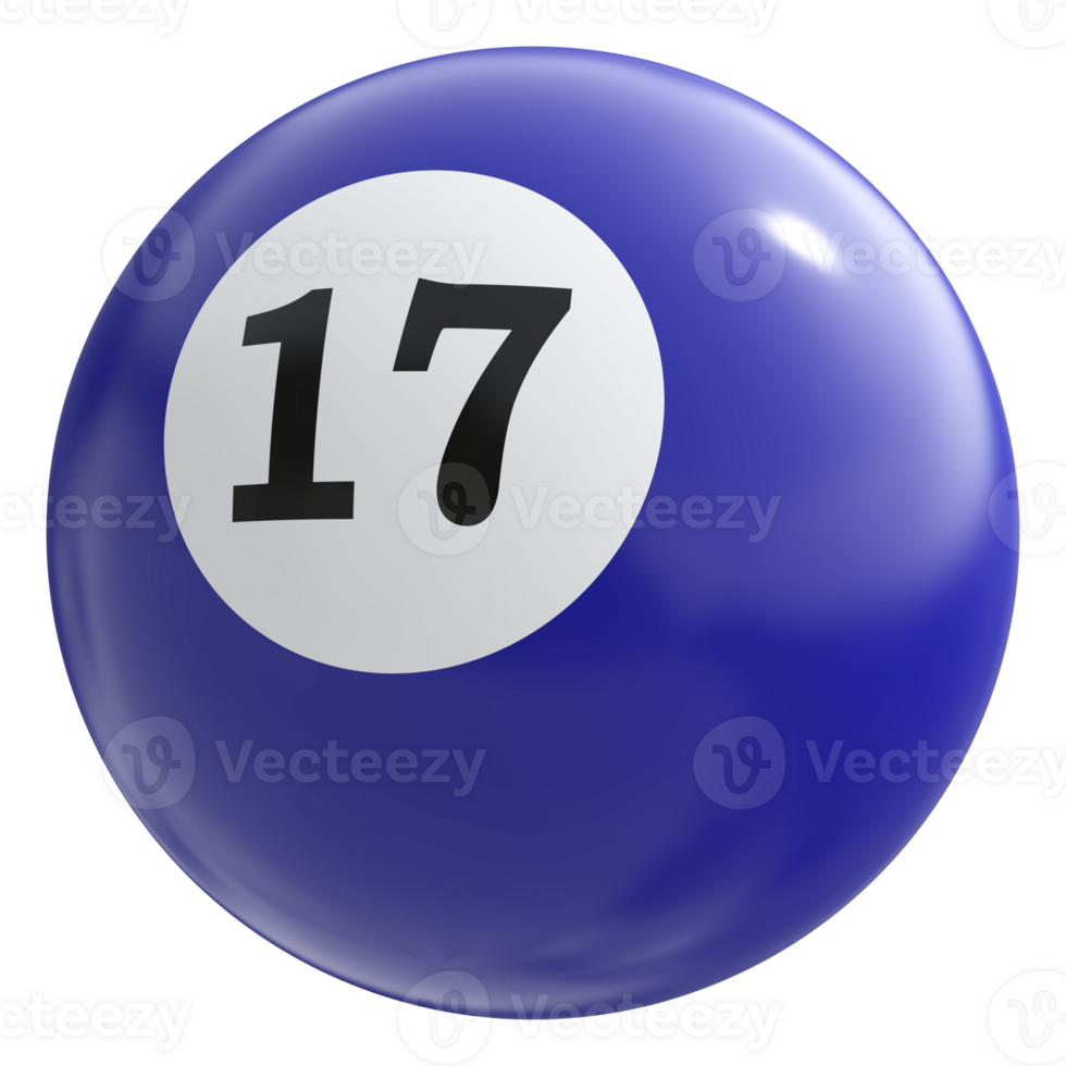 17 number 3d ball blue png