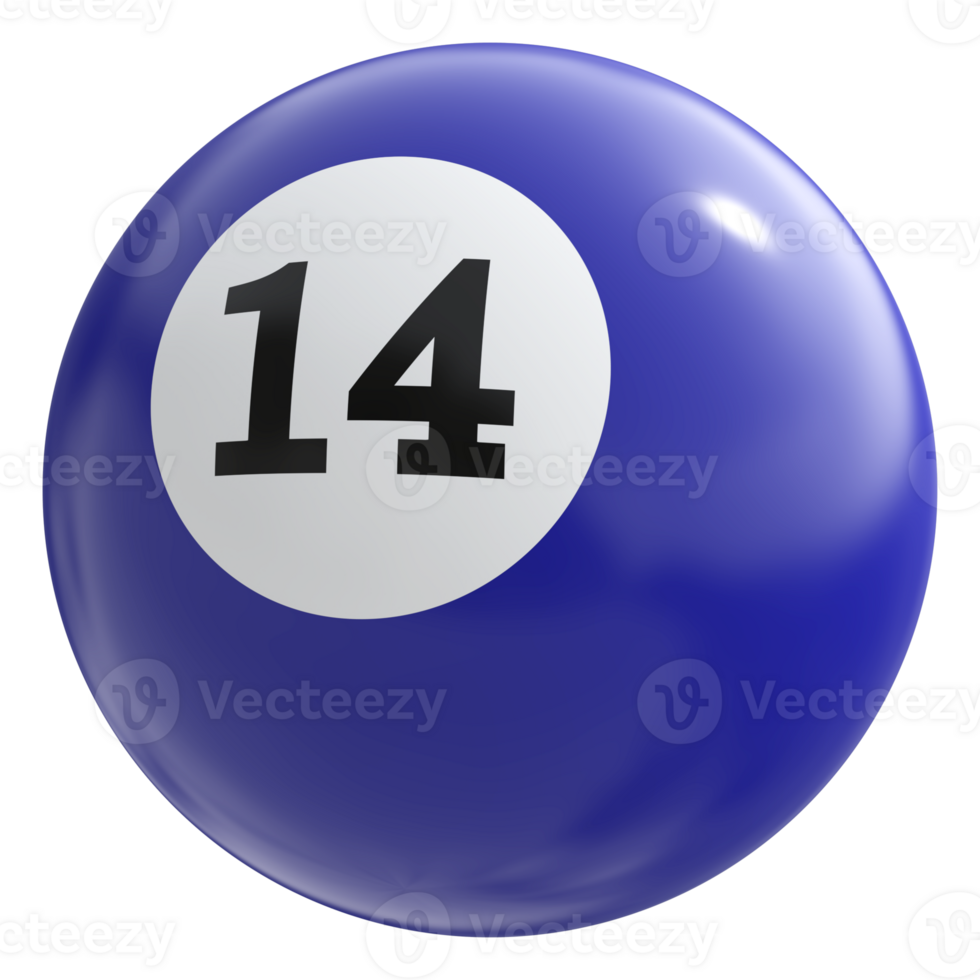 14 number 3d ball blue png
