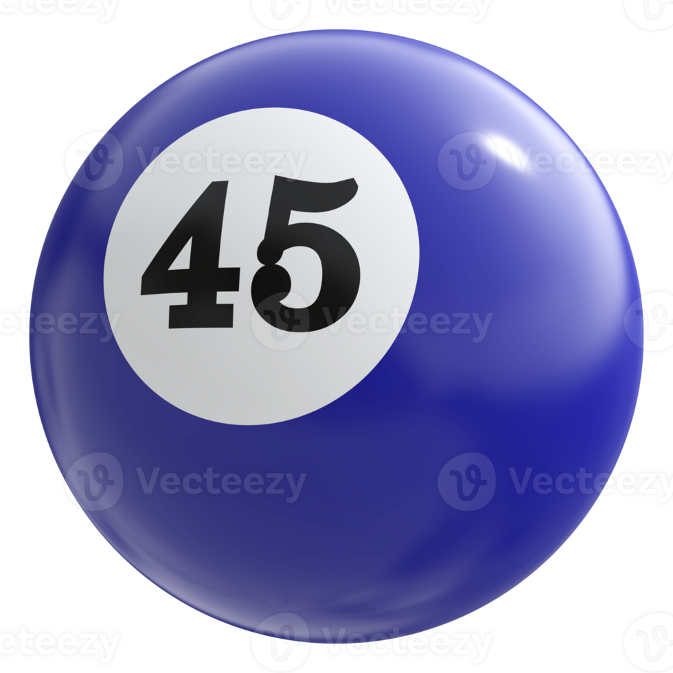 45 number 3d ball blue png