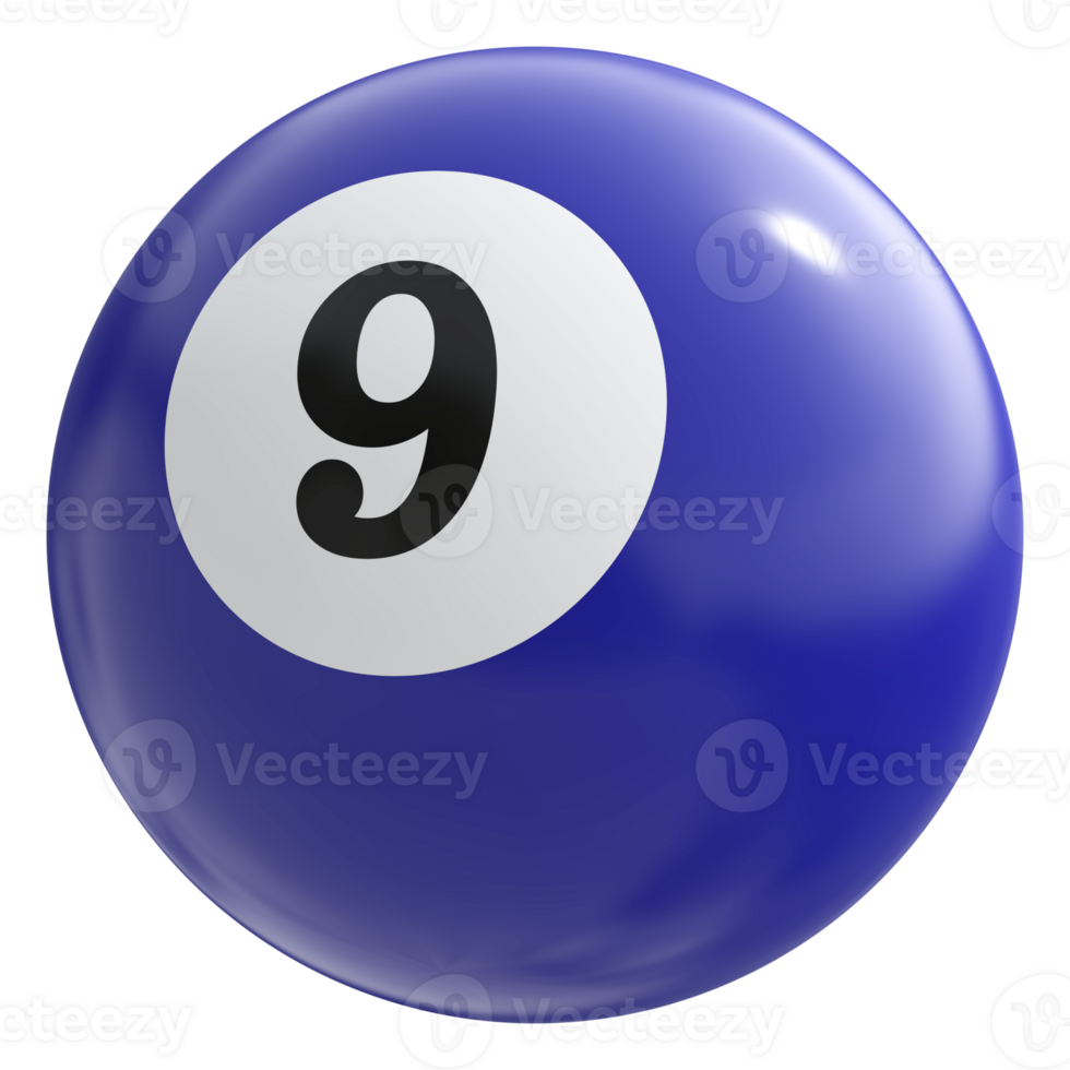 9 number 3d ball blue png