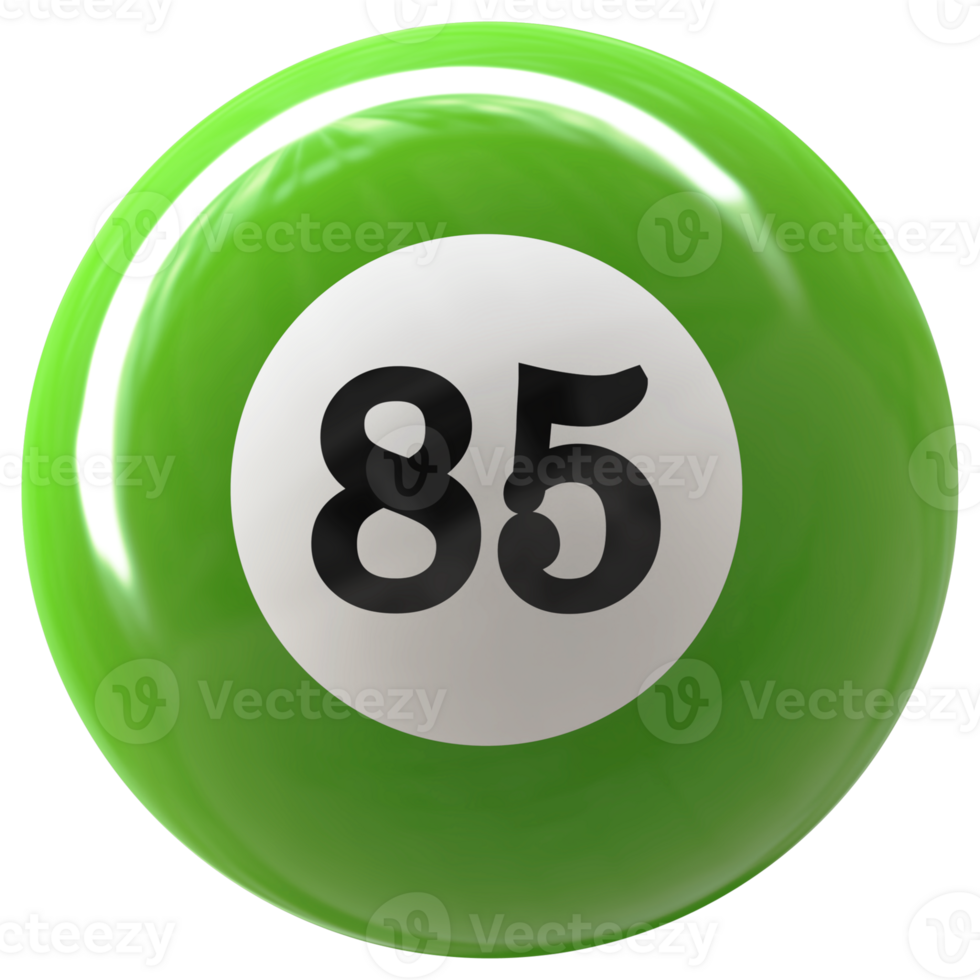85 number 3d ball green png