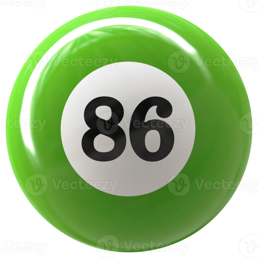 86 number 3d ball green png