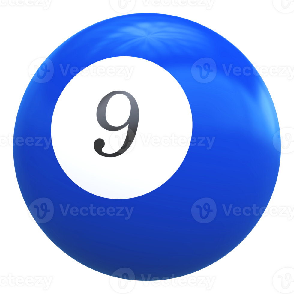 9 number 3d ball blue png