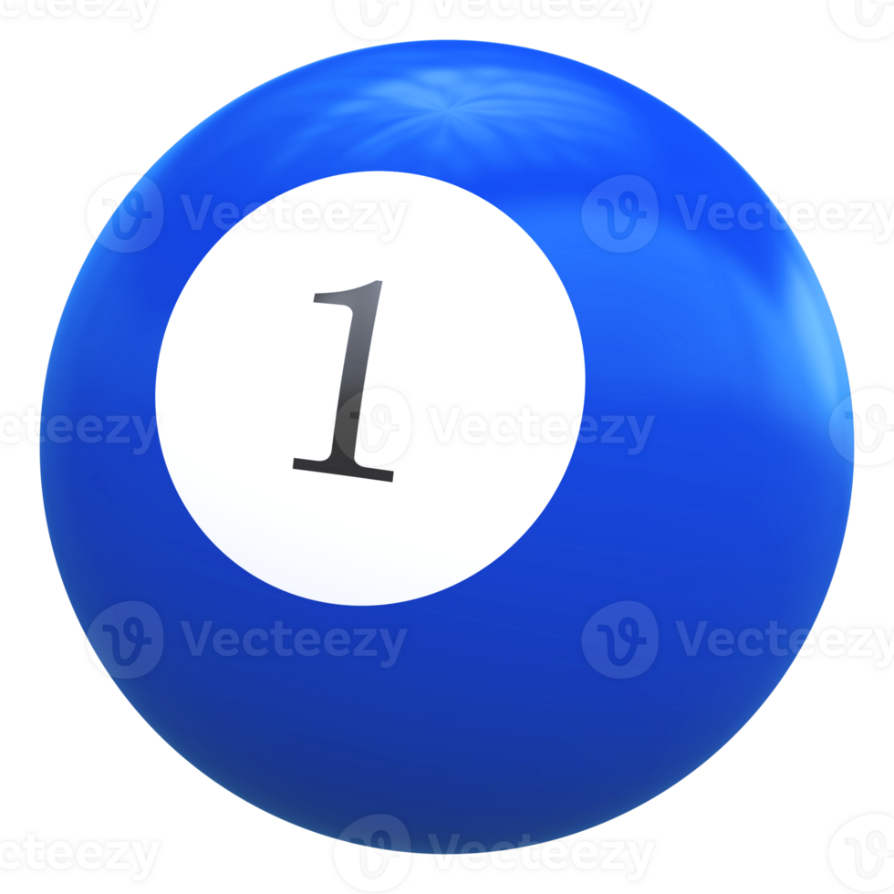 1 number 3d ball blue png