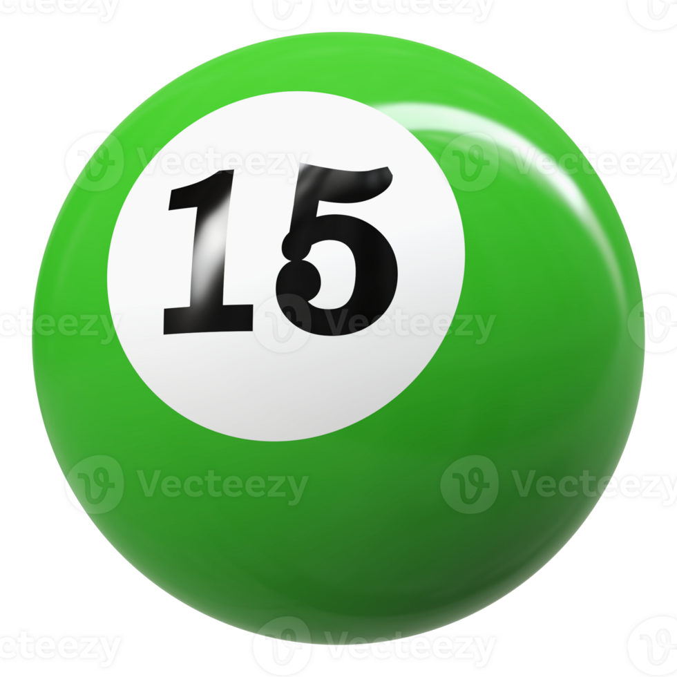 15 number 3d ball green png