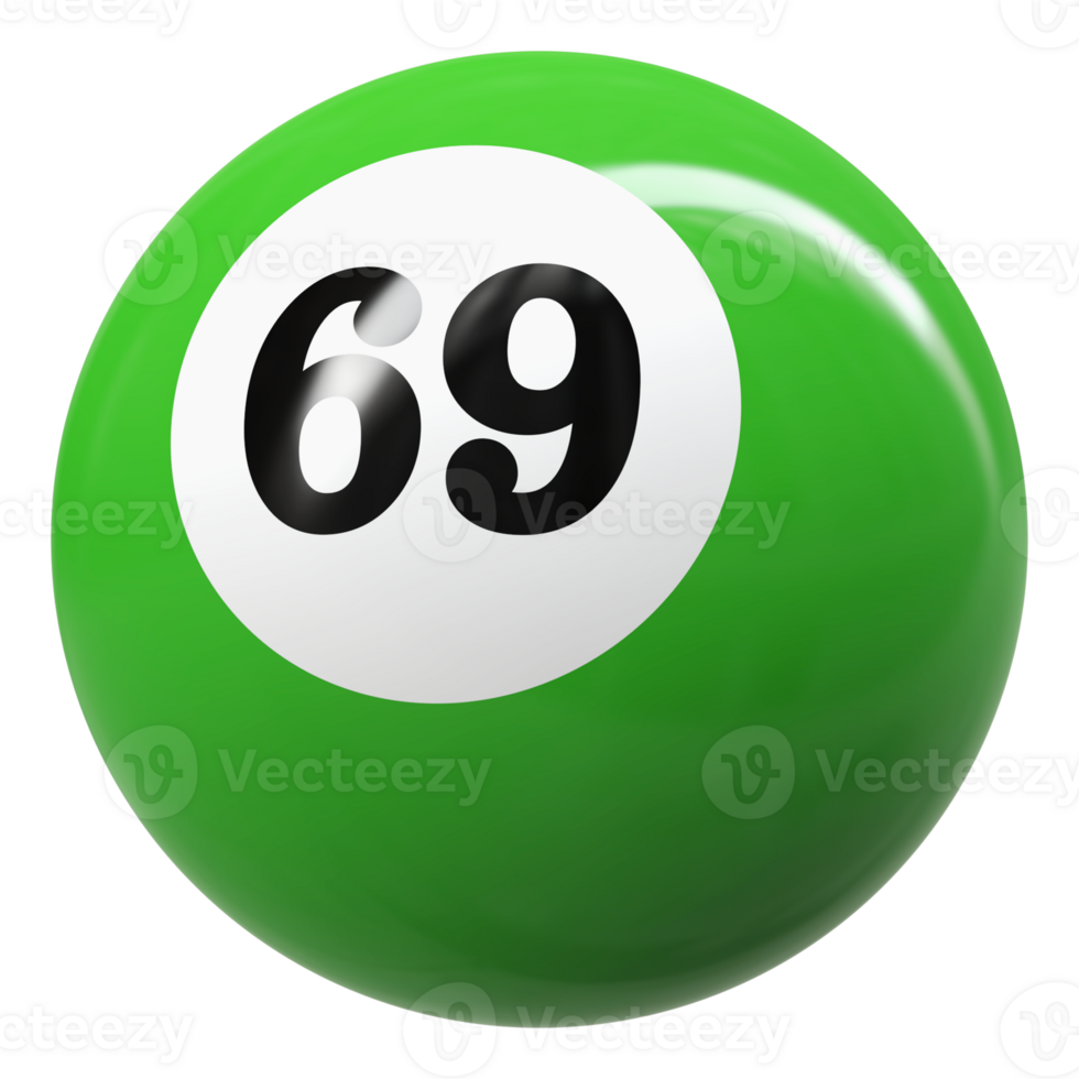 69 number 3d ball green png