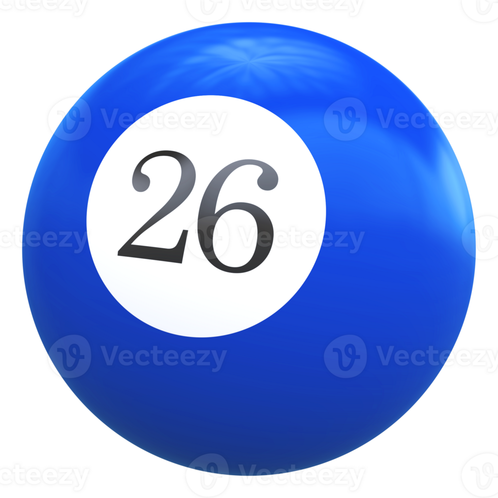 26 number 3d ball blue png