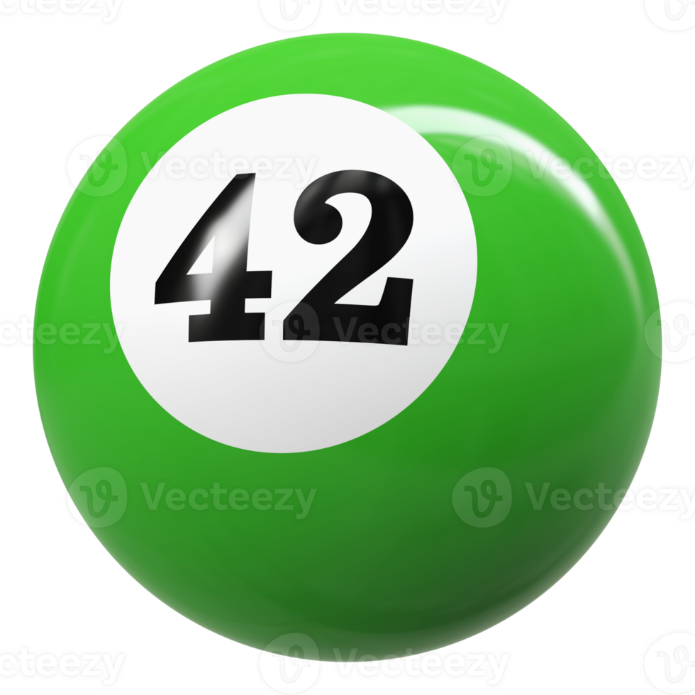 42 number 3d ball green png