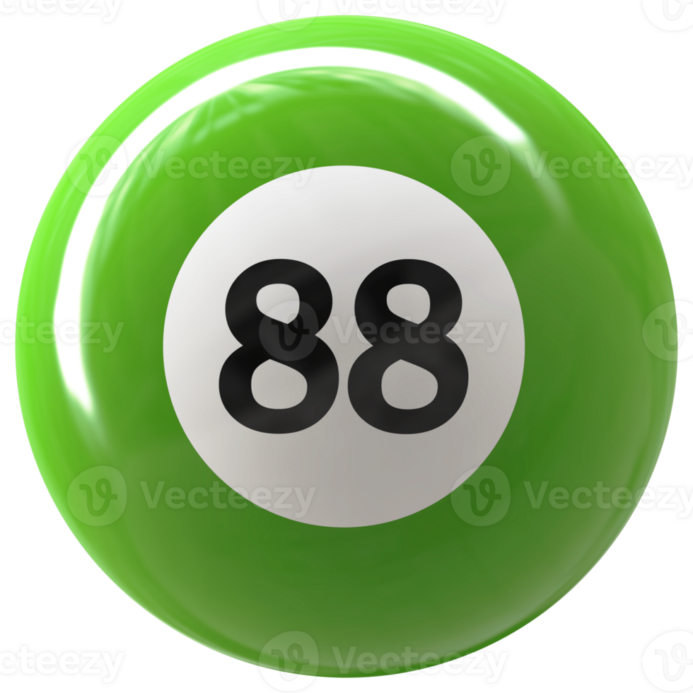 88 number 3d ball green png