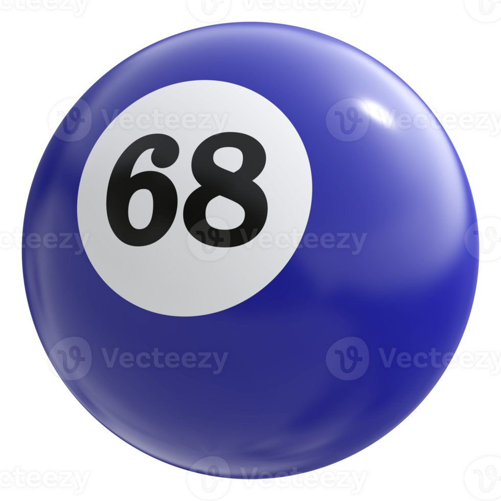 68 number 3d ball blue png