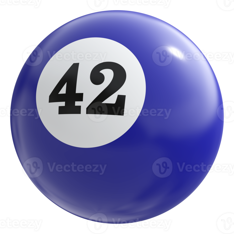 42 number 3d ball blue png