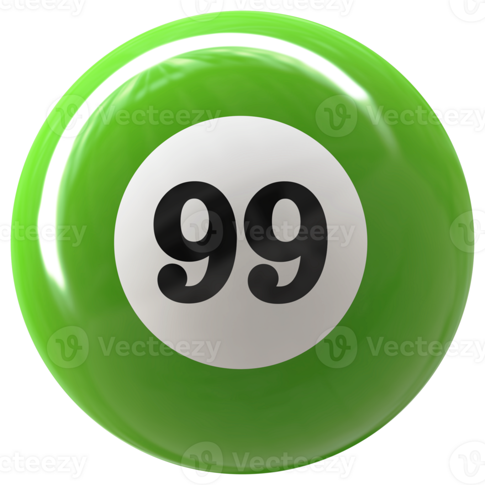 99 siffra 3d boll grön png