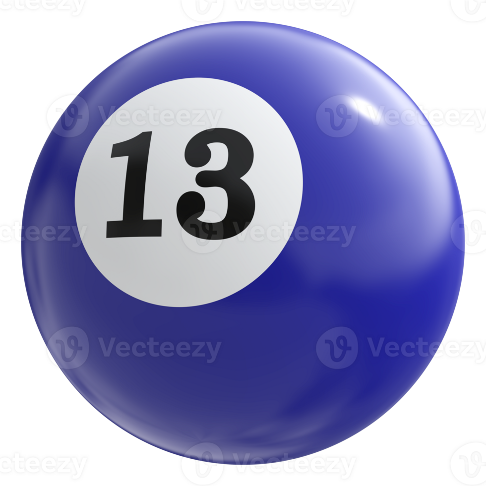 13 number 3d ball blue png