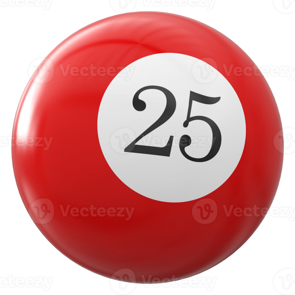 25 número 3d pelota rojo png