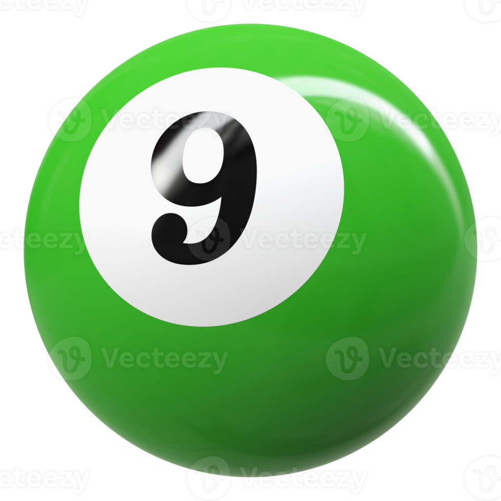 9 number 3d ball green png