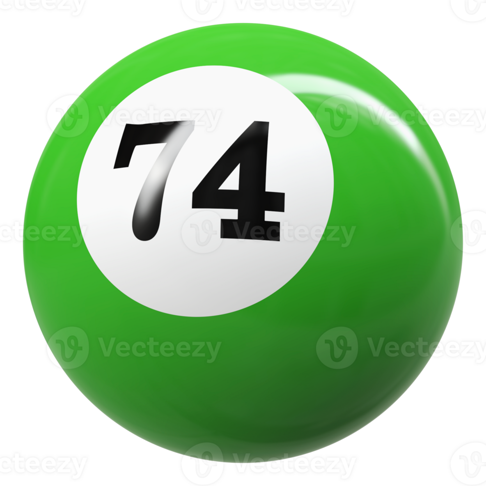 74 number 3d ball green png