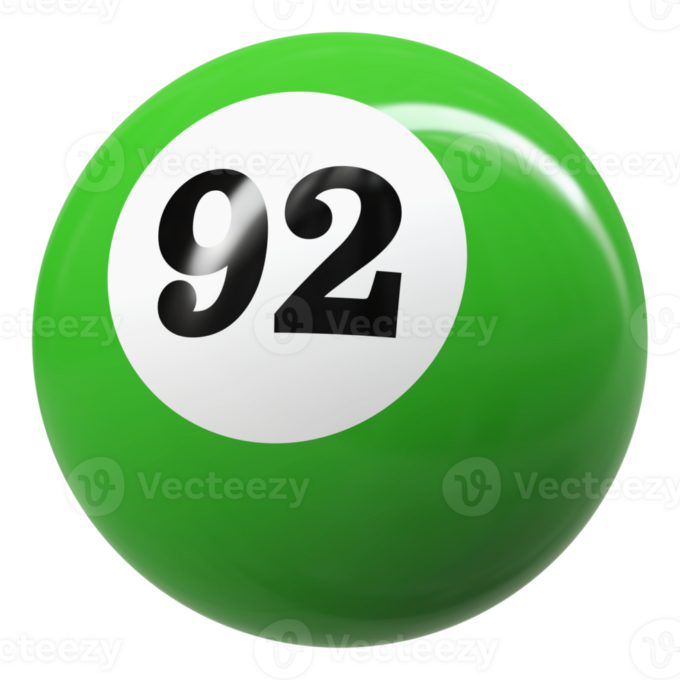 92 number 3d ball green png