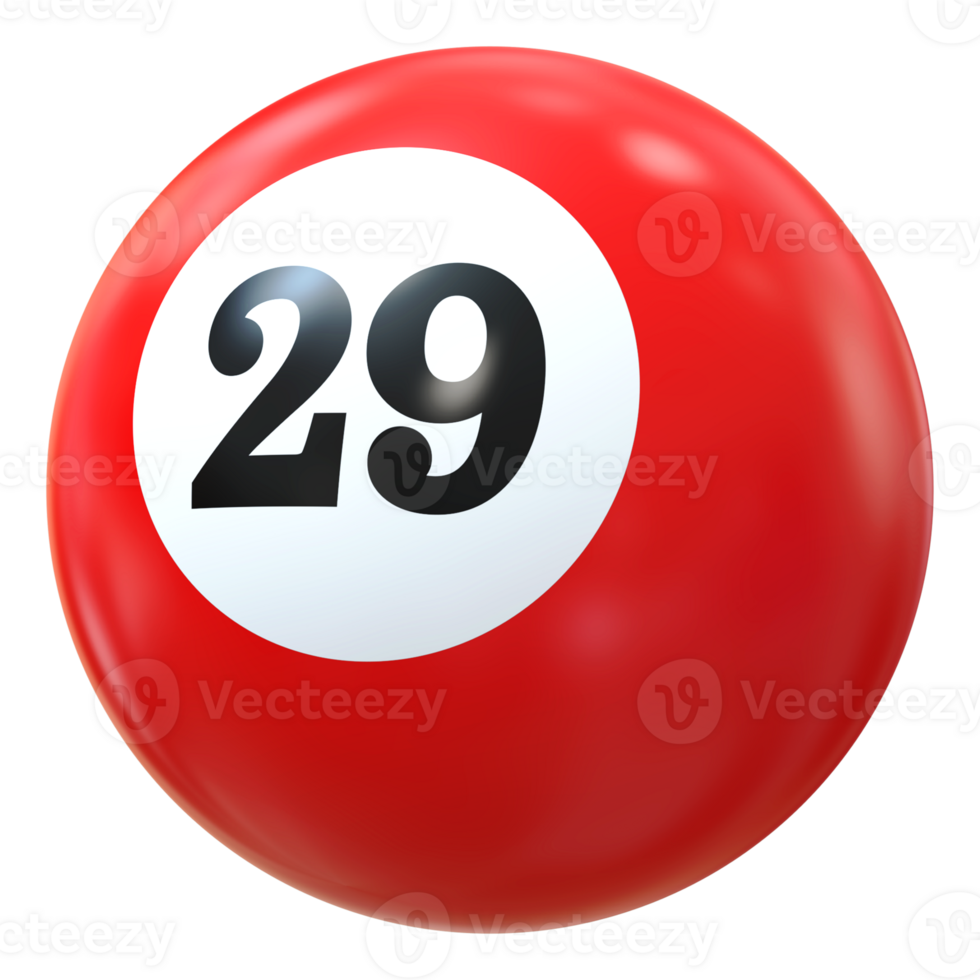 29 number 3d ball red png