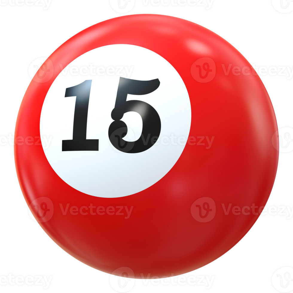 15 number 3d ball red png