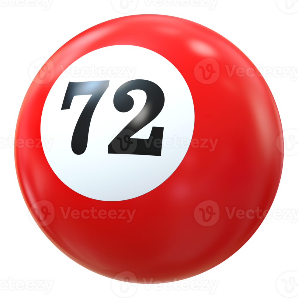 72 number 3d ball red png