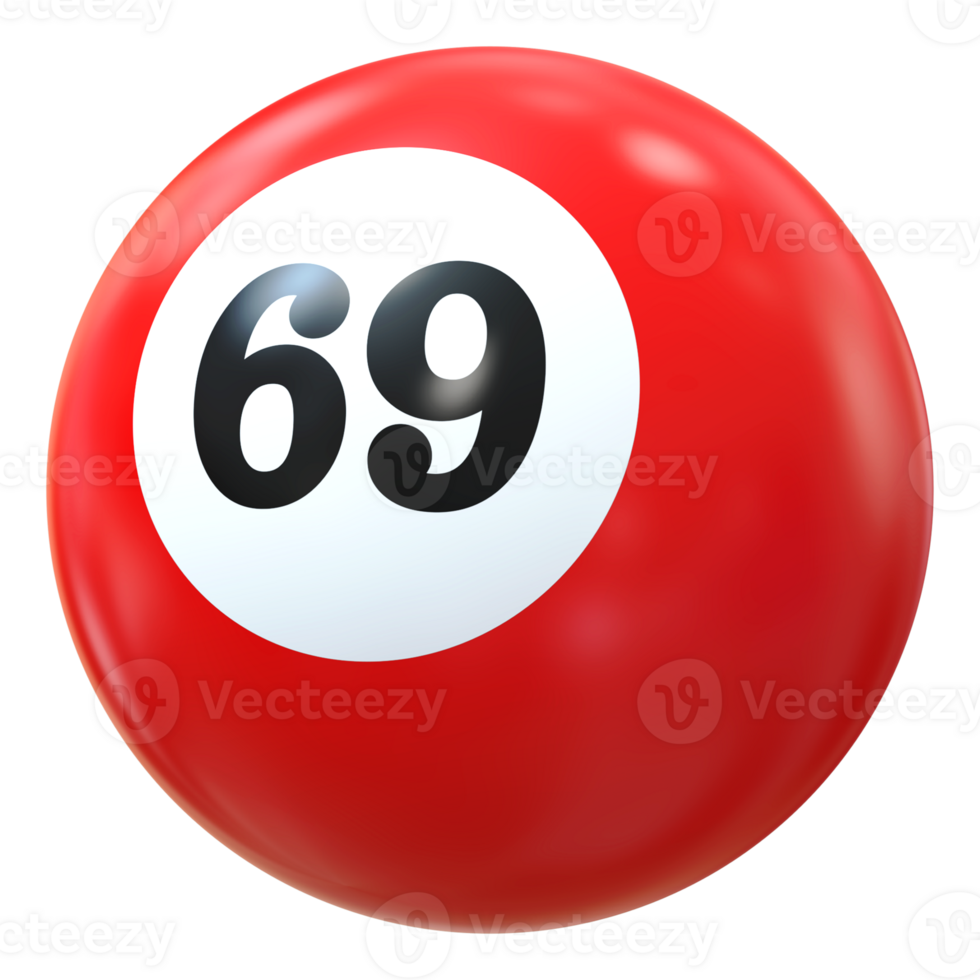 69 number 3d ball red png