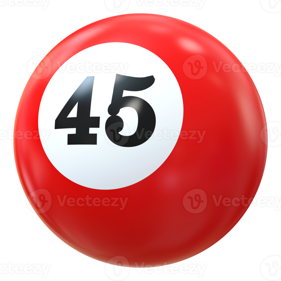45 number 3d ball red png