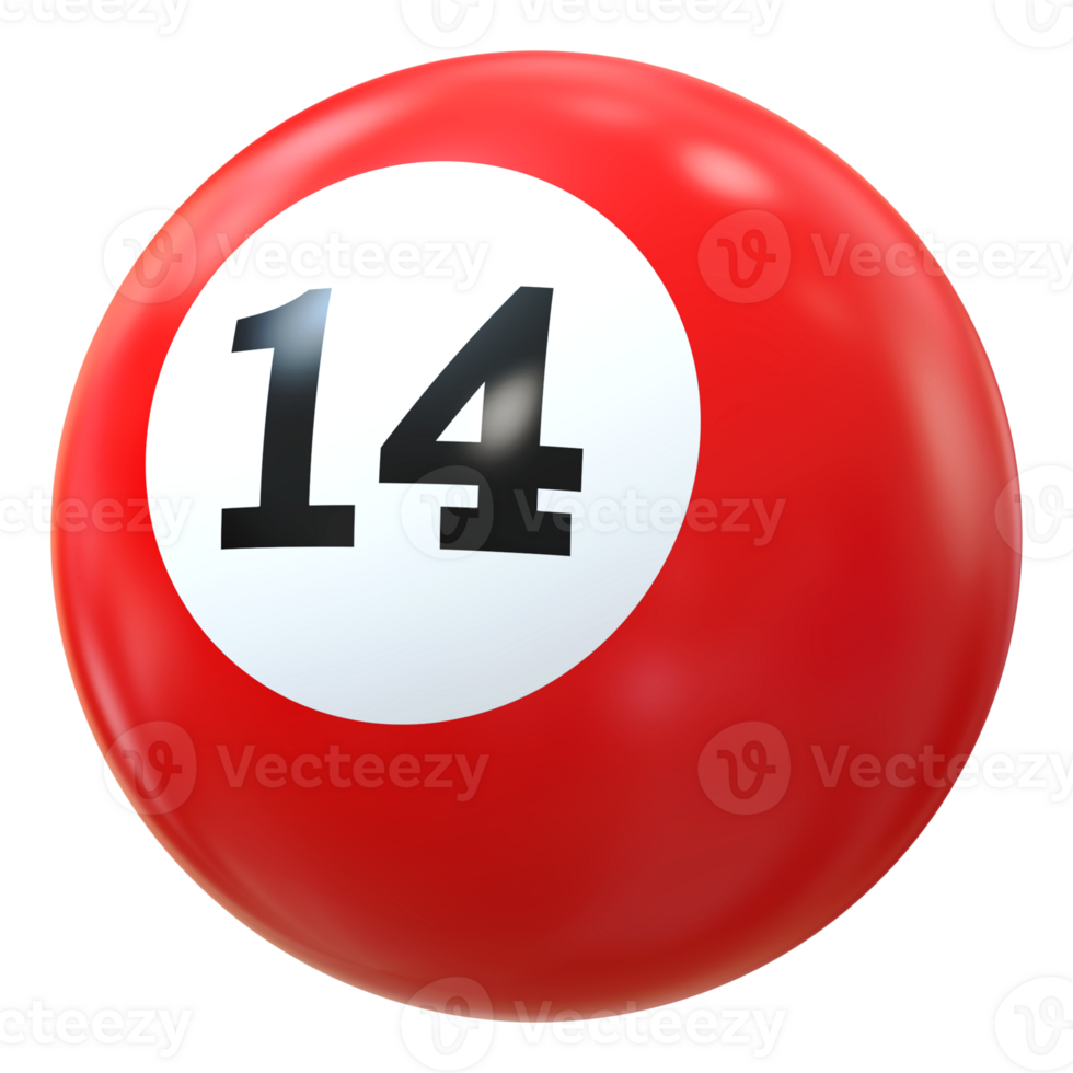 14 number 3d ball red png
