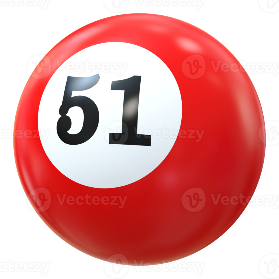 51 number 3d ball red png