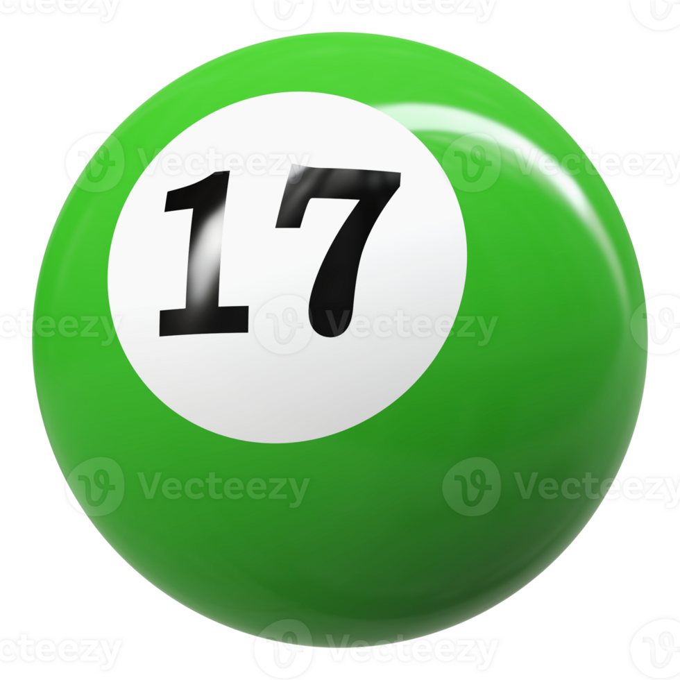 17 number 3d ball green png