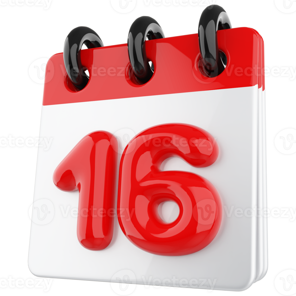 3d icon calendar number 16 png