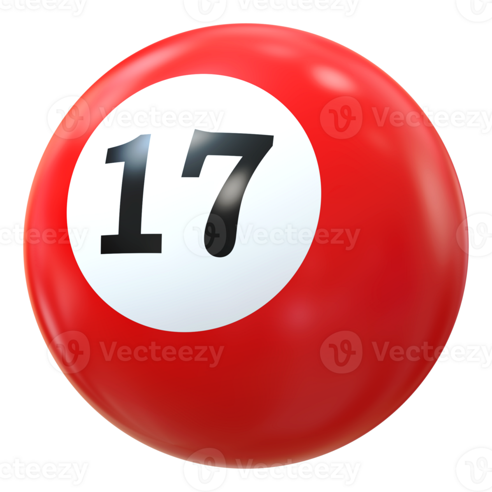 17 number 3d ball red png