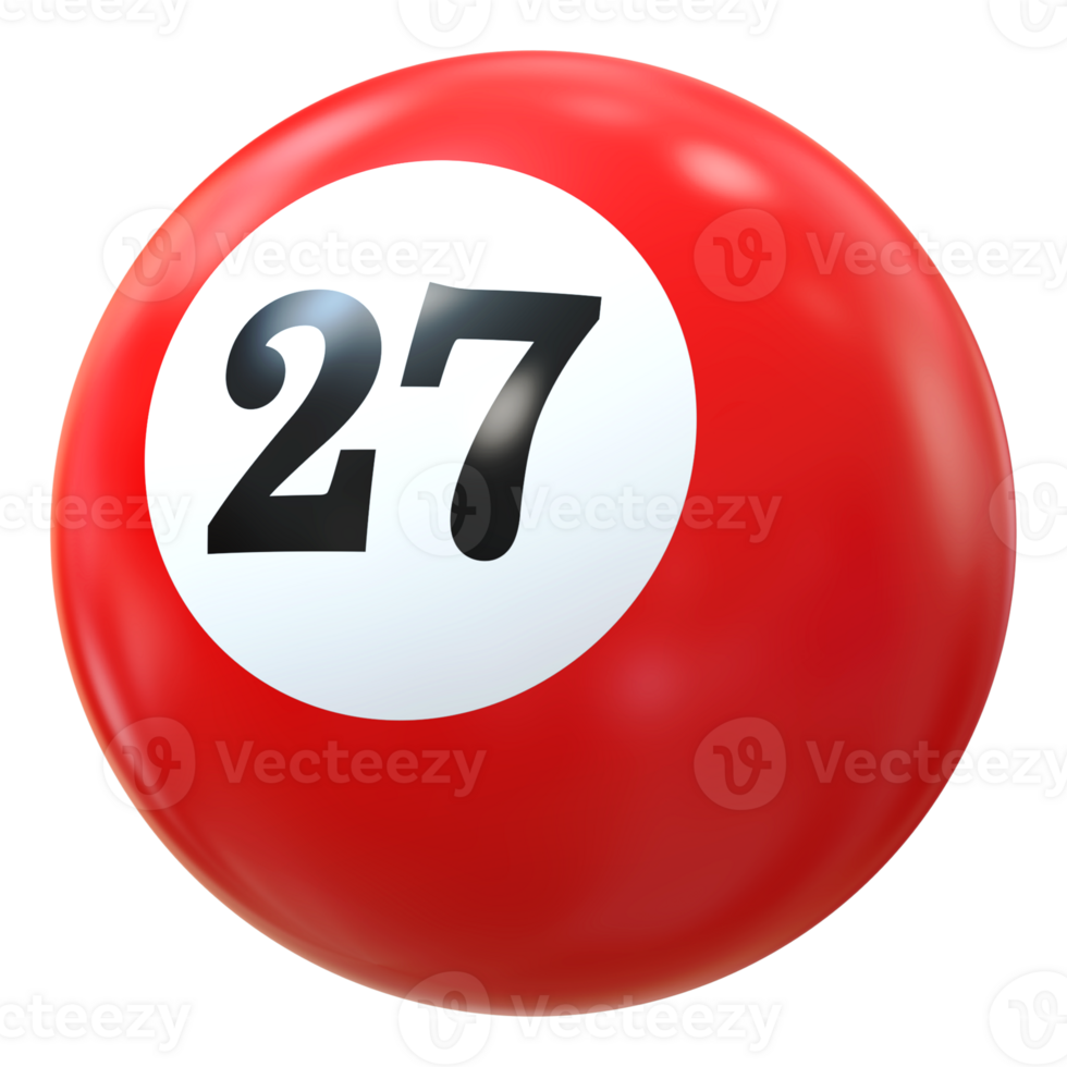 27 number 3d ball red png
