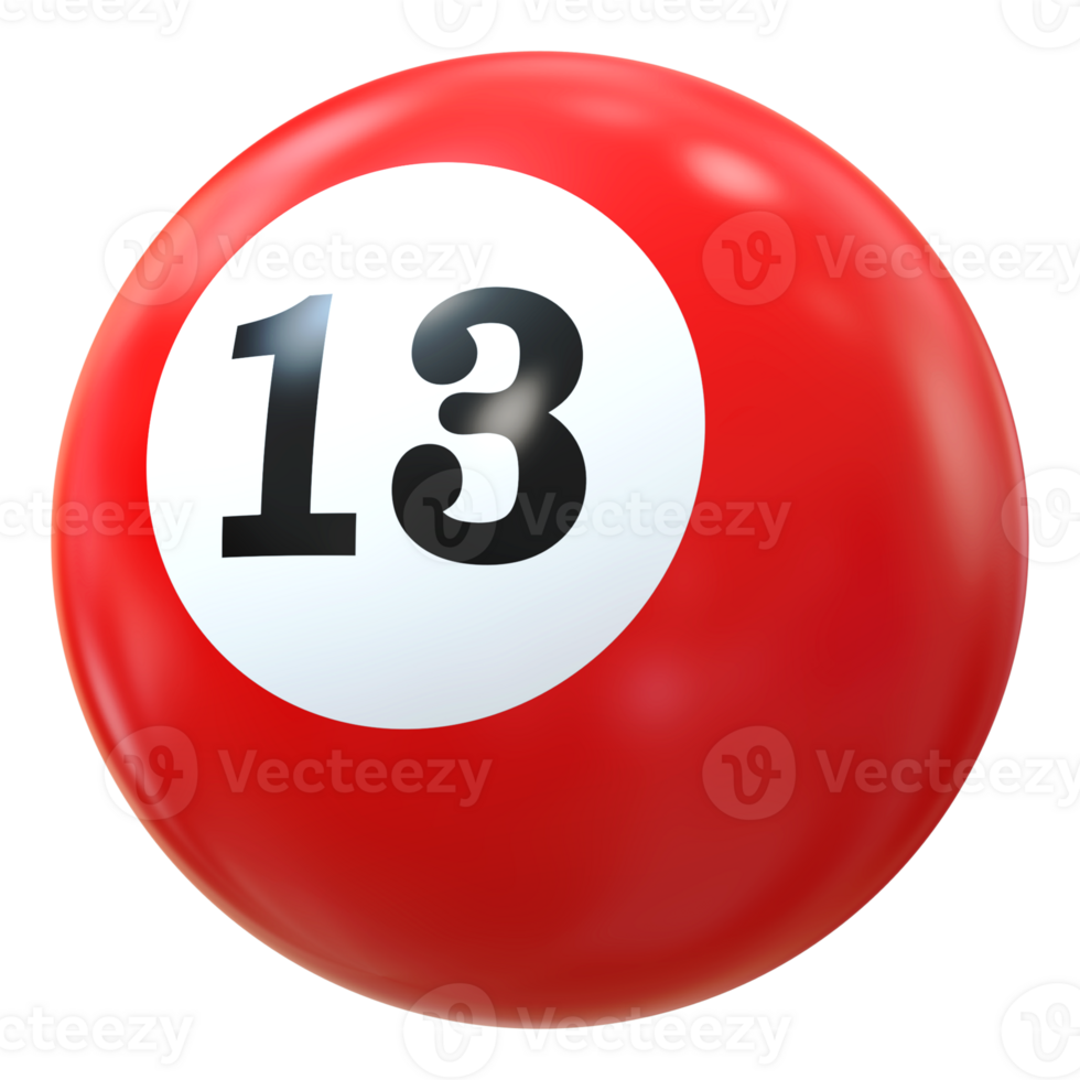 13 number 3d ball red png