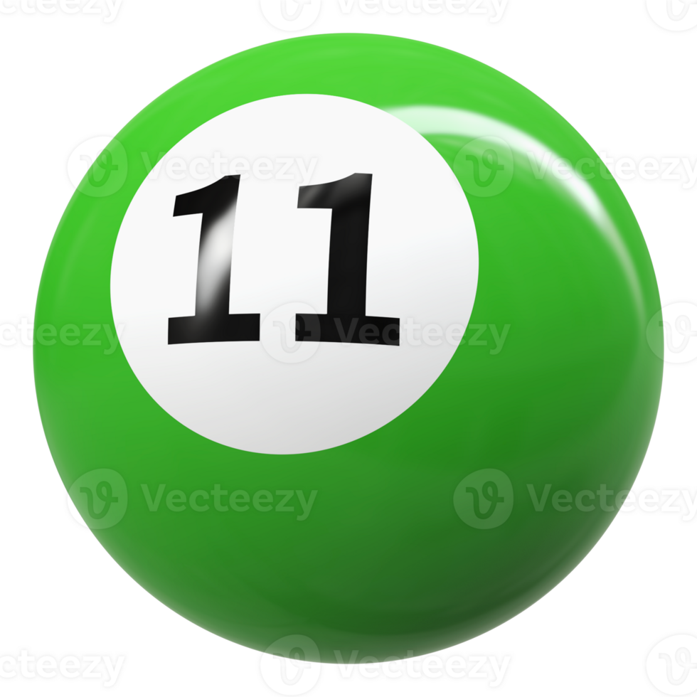 11 número 3d pelota verde png