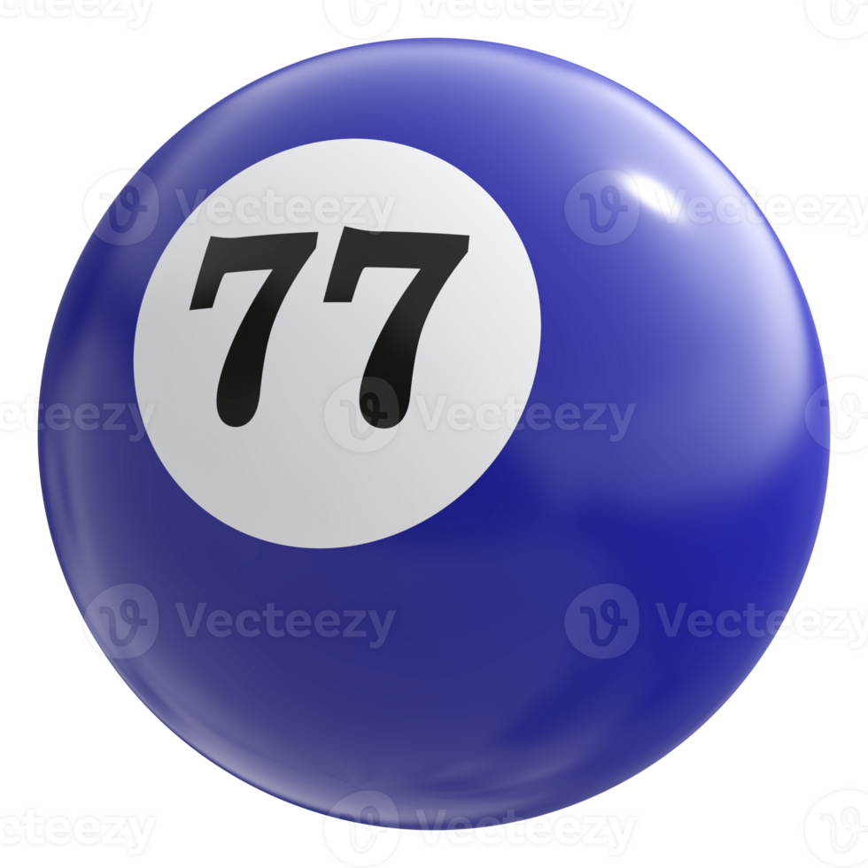 77 número 3d bola azul png