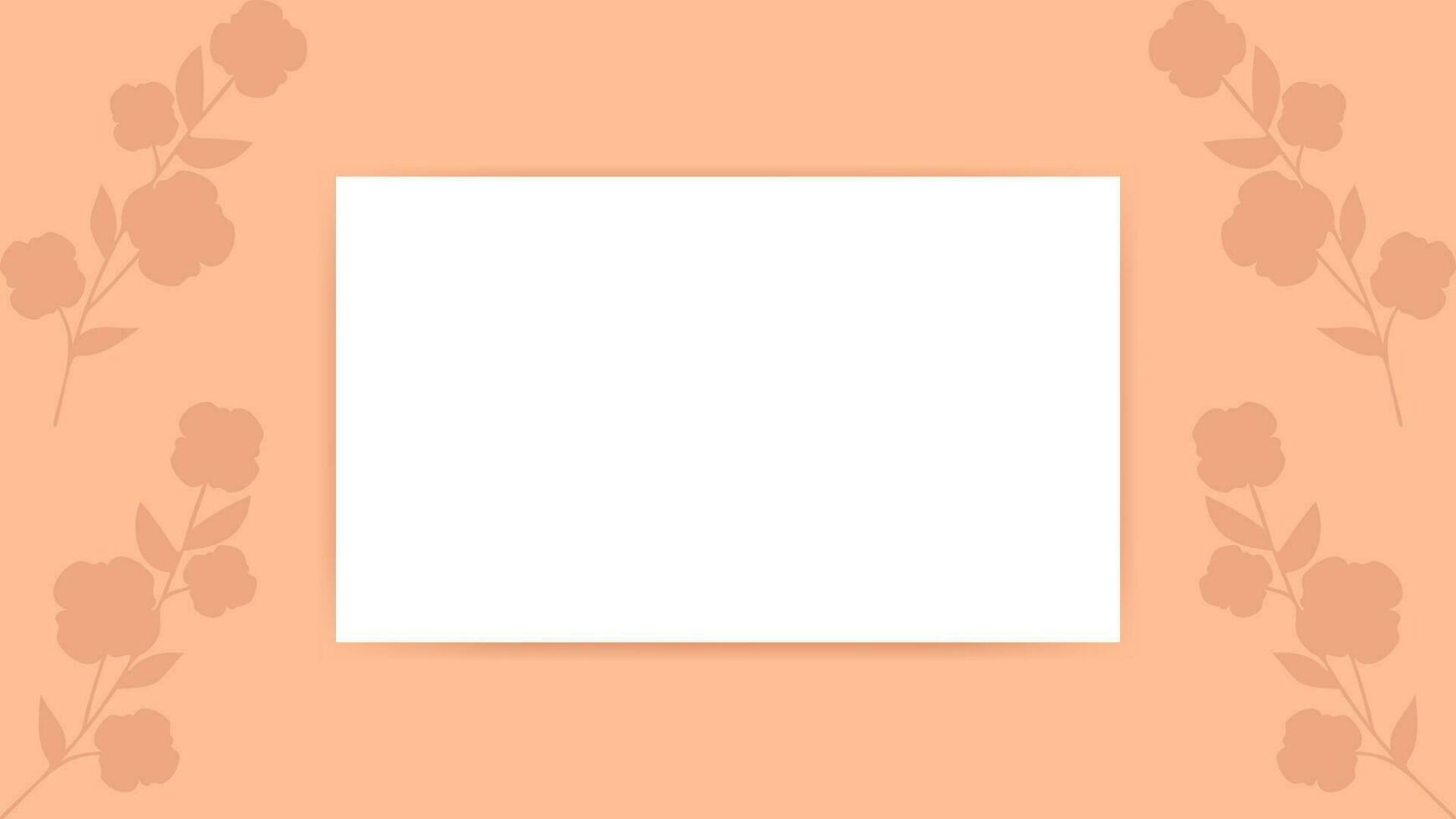 Peach Fuzz colored background with empty place. Flat style vector illustration with trendy 2024 color. Peach-colour horizontal banner and flowers. Spring greeting card for Mother Woman, Day