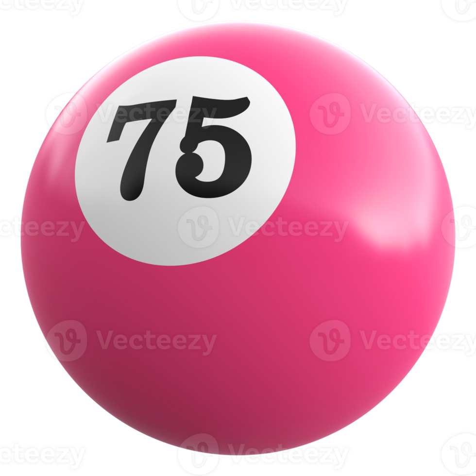 75 número 3d bola Rosa png