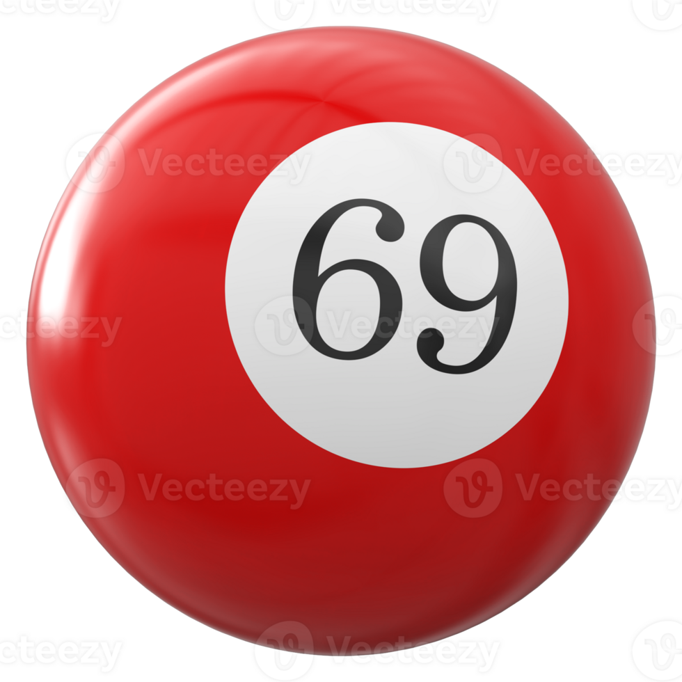 69 number 3d ball red png