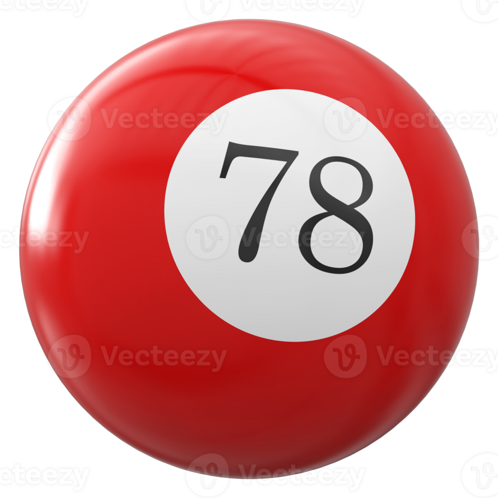 78 número 3d bola vermelho png