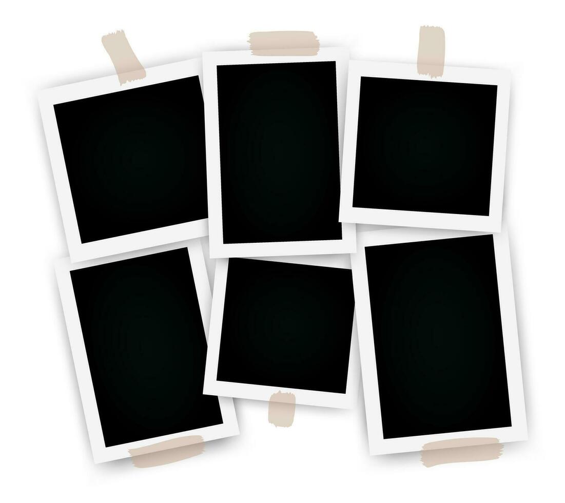 Set of instant photo frame mockups with shadows. Photo album template